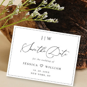 Simply Elegant Minimalist Wedding Save the Date Vykort
