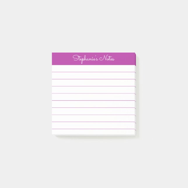 Simply Modern Dark Pink Personalized Lined Post-it Block (Framsida)
