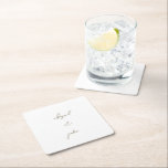 Simply Modern Gold Script Names Wedding  Underlägg Papper Kvadrat<br><div class="desc">White background.  Custom couple names.  Simple.  Modern Gold Script.    Wedding.</div>