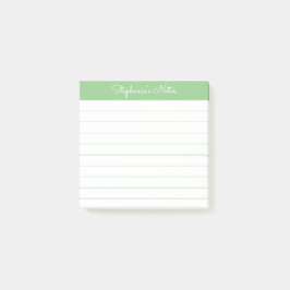 Simply Modern Sage Green Personalized Lined Post-it Block