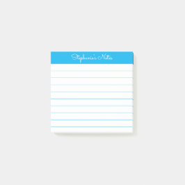 Simply Modern Sky Blue Personalized Lined Post-it Block