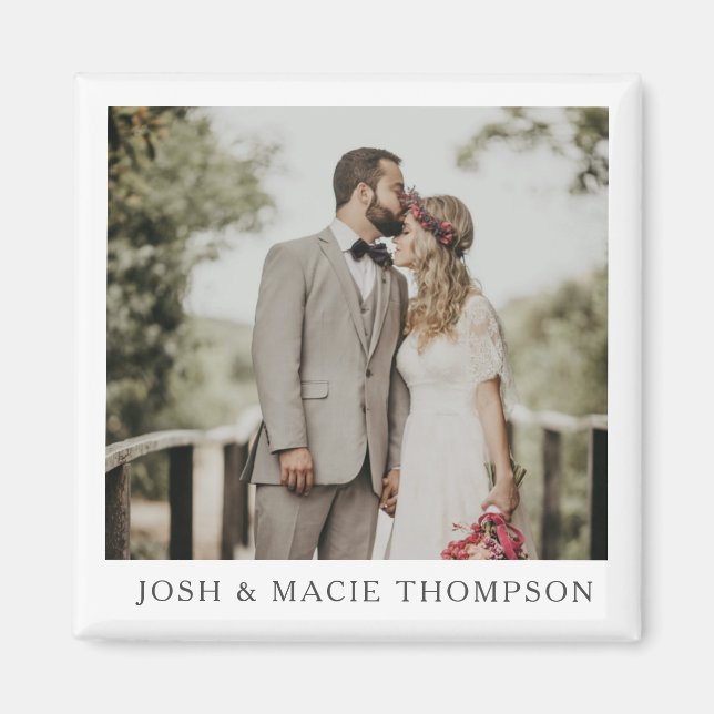 Simply Modern  Wedding Photo Card Magnet (Framsidan)