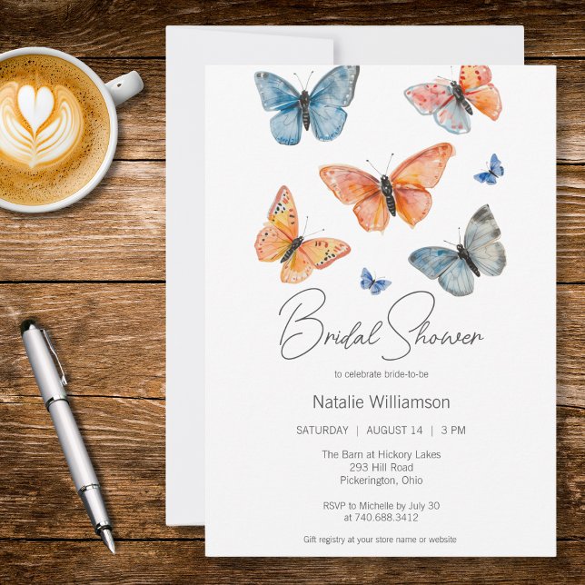Simply Watercolor Butterflies Bridal Shower  Inbjudningar (Skapare uppladdad)