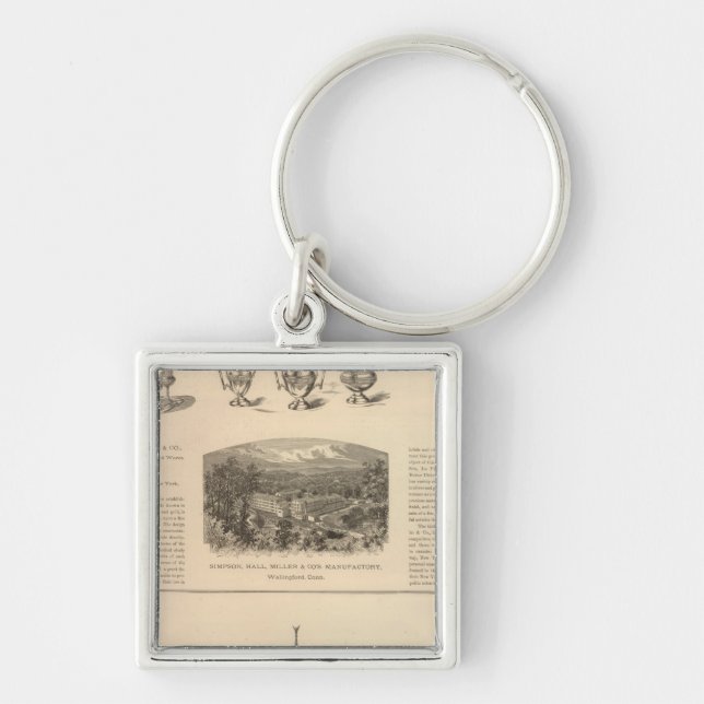 Simpson, Hall, Miller och Traveler's Company Fyrkantig Silverfärgad Nyckelring (Framsidan)