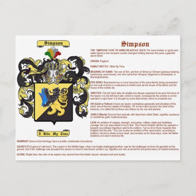 simpson (innebörd) vykort (Framsida)