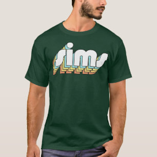 Sims Retro Rainbow Typography Faded Stil T Shirt