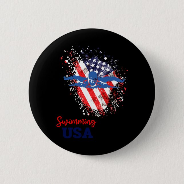 Simstödlag Flagga Usa Pool Simmare Knapp (Framsida)