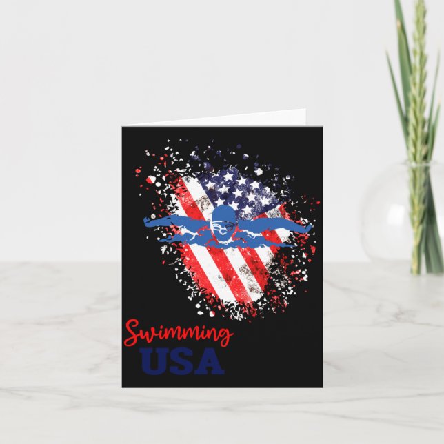 Simstödlag Flagga Usa Pool Simmare Kort (Framsida)