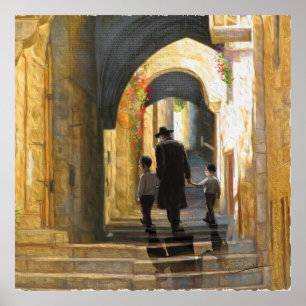 Simta Jerusalem Old City Israel Oljemålning ART Poster