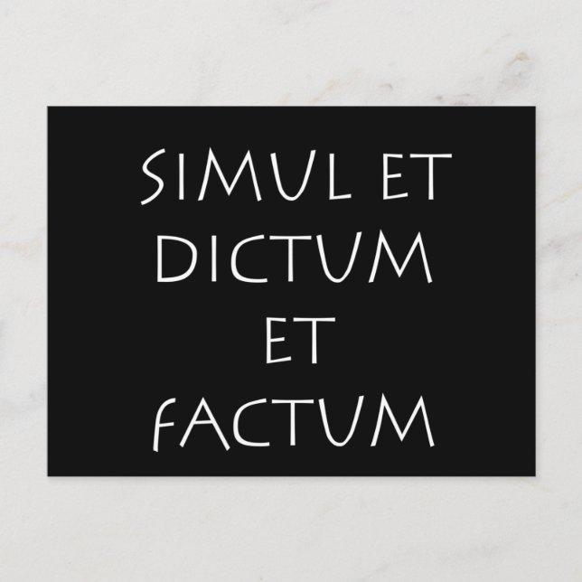 Simul et dictum et factum vykort (Framsida)