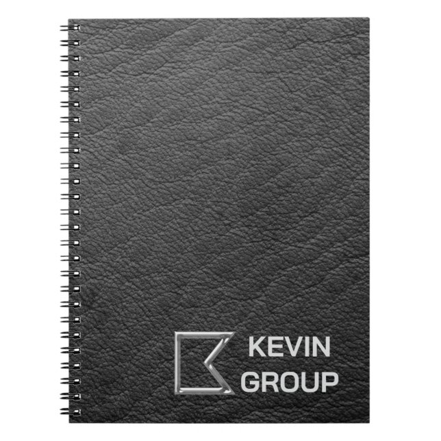 Simulated Black Leather Business Logo Anteckningsbok (Framsidan)