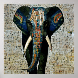 Simulated Elephant Mosaic Poster
