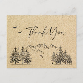 Simulated Kraft Papper Forest Mountains Tack Vykort