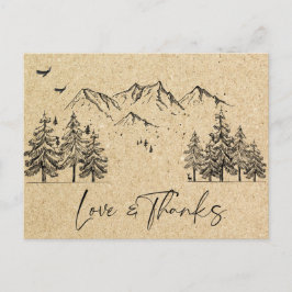 Simulated Kraft Papper Forest Mountains Tack Vykort