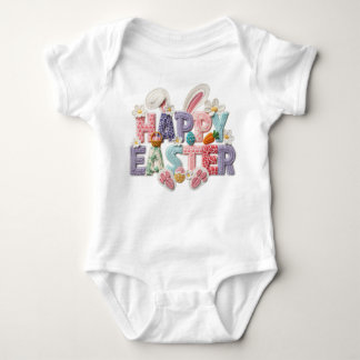 Simulated Latch Style Yarn Happy Easter T Shirt