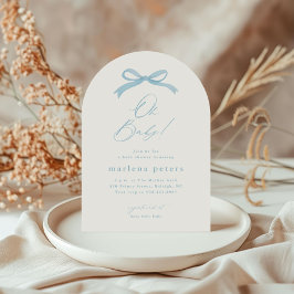 Simulera Blue Bow Boys Baby Shower Inbjudningar
