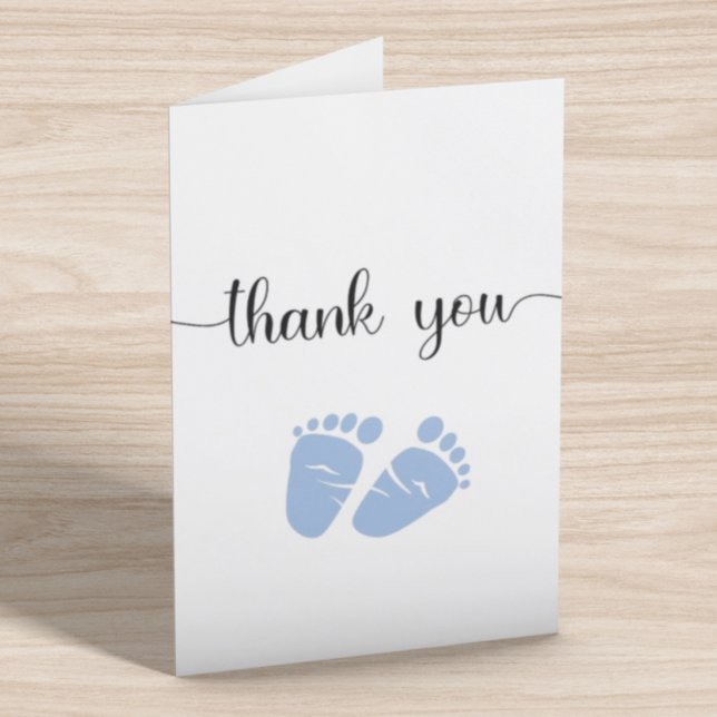 Simulera Blue Feet Boy Baby Shower Tack Kort (Skapare uppladdad)