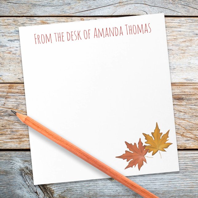 Simulera Elegant Maple Lämnar minimal modern Anteckningsblock (Simple fall Autumn Maple leaves in red and brown custom notepad)
