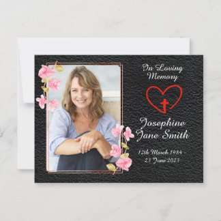 Simulera Elegant Sympathy Memorial Photo Prayer Ca Vykort