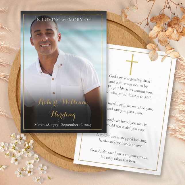Simulera felstavat fotopakort visitkort (Simple Funeral Memorial Photo Prayer Cards)