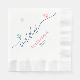 Simulera Fransk Butterfly Baby Shower Sip och se Pappersservett