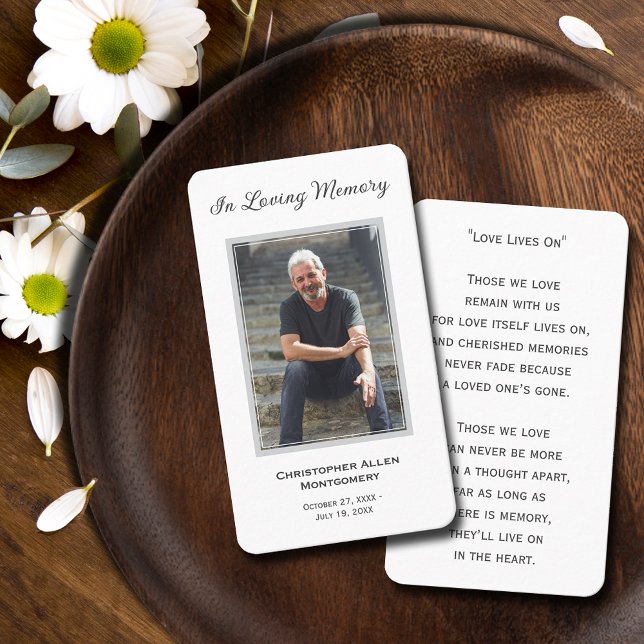 Simulera mönstersympati för minnesbönekort visitkort (SMALL 3.5" x 2" photo funeral memorial cards, details on front, poem or prayer on back)