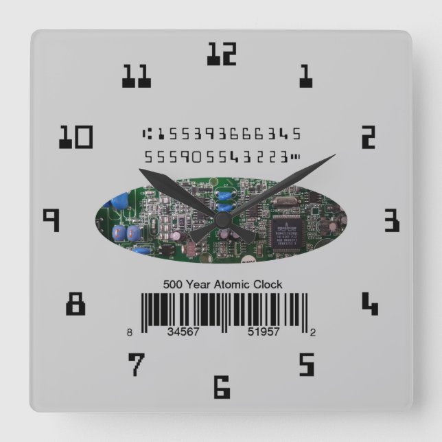 Simulerad 500 års atomiskt PCB Fyrkantig Klocka (Framsida)
