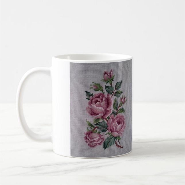 Simulerad broderad Blommigt kaffe Mugg (Vänster)