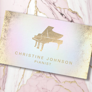 simulerad logotyp av piano för guld-folie visitkort