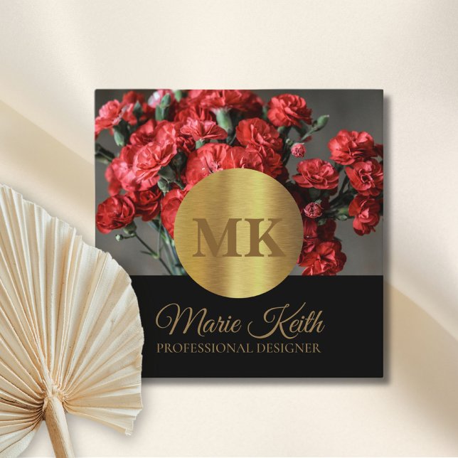 Simulerad modern Professionell för Guld och svart Fyrkantigt Visitkort (luxury gold business card with custom photo)