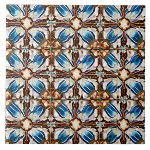 Simulerad mosaik Ecru Blue och Brown i Stil Kakelplatta