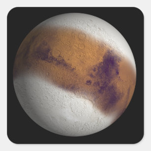 Simulerad vy av Mars Fyrkantigt Klistermärke