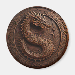 Simulerad Wood Carving Dragon Magnet