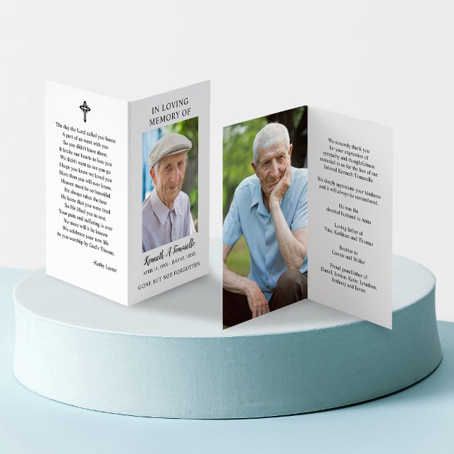 Simulerat felfritt fotopapperkort kort (Simple Funeral Memorial Photo Folder Prayer Card)