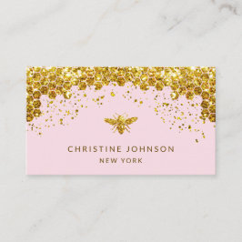 Simulerat honungsbin från glitter på blekens rosa visitkort