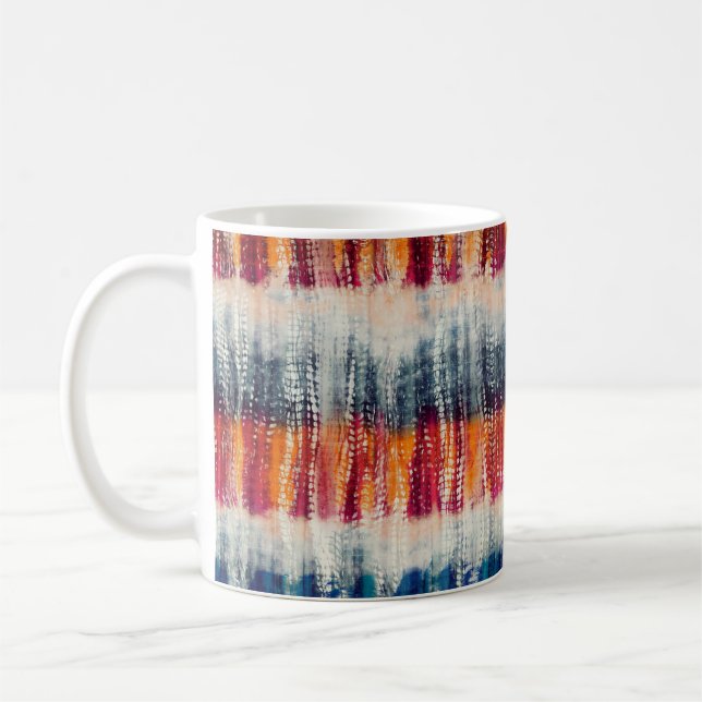Simulering av vävnad i form av plattfärgat textilm kaffemugg (Vänster)