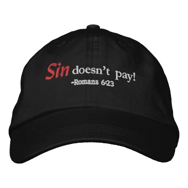 Sin betalar inte bibelcitat Anpassa den Broderad Keps (Framsida)