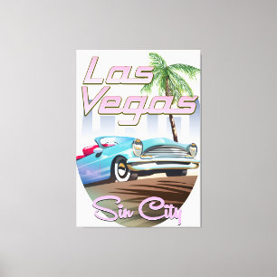Sin city Las Vegas 1980-tals reseriklig affisch Canvastryck