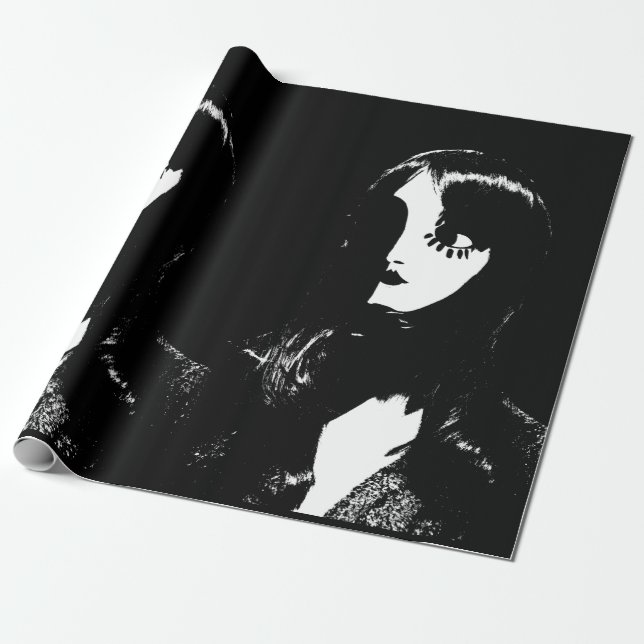 Sin City Stil Woman - mot svart bakgrund Presentpapper (Utrullad)