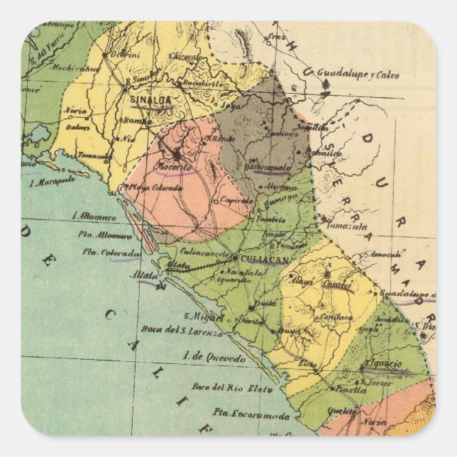 Sinaloa, Mexiko Fyrkantigt Klistermärke (Framsida)