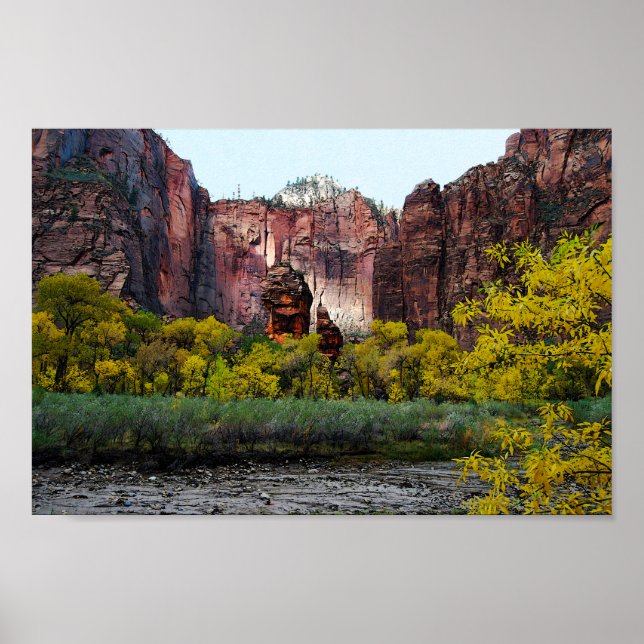 Sinawava-templet, Zion i Utah, 12x8 Poster (Framsidan)