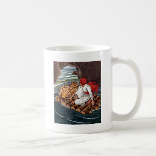 Sinbad illustrationen för sjömanskeppsbrottskatt kaffemugg