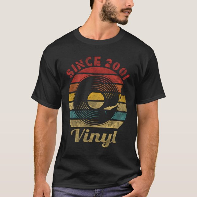 Since 2001 Vinyl Record Collector Music T Shirt (Framsida)
