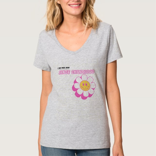 Since Childhood Light Steel Womens V-Neck T-Shirt (Framsida)