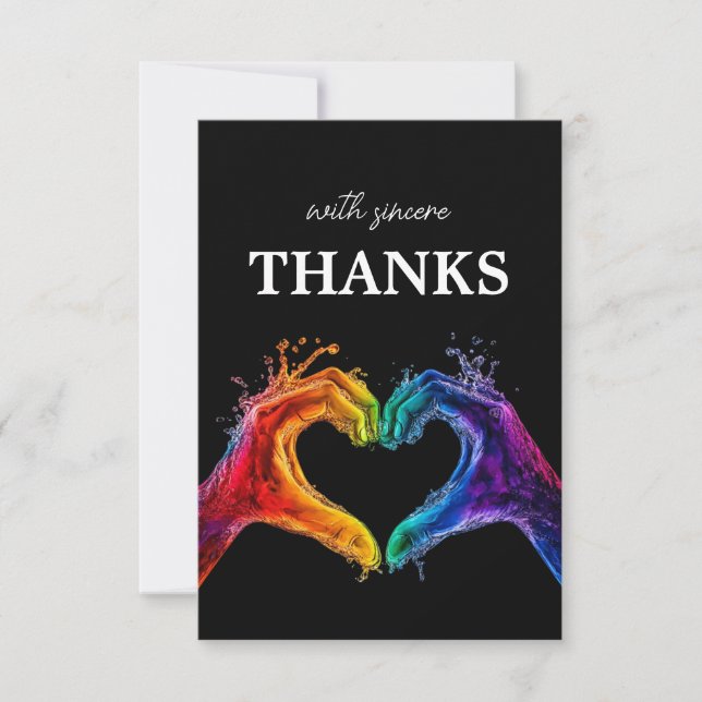🌈 Sincere ❤️ THANKS Heart of Pride bröllop Tack Kort (Framsida)
