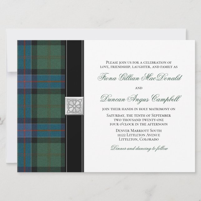 Sinclair Ancient Hunting Tartan Wedding bjudande Inbjudningar (Framsida)