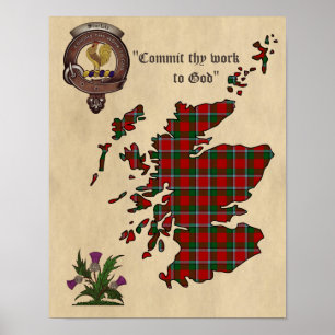 Sinclair Klan Badge och Tartan Poster 11 x 14