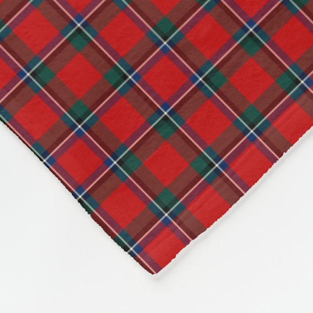 Sinclair Klan Red, Grönt och Royal Blue Tartan Fleecefilt (Hörn)