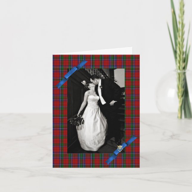 Sinclair Plaid Anpassad Bröllopsfoto Tack Kort (Framsida)