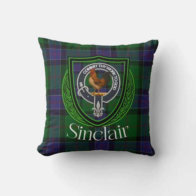 Sinclair Scottish Clan Tartan & Crest Kudde (Framsida)